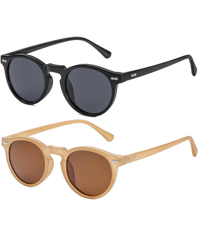 Gleyemor Vintage Polarized Sunglasses for Men Round Sunglasses UV400 Protection Retro Hand-crafted Acetate Frame
