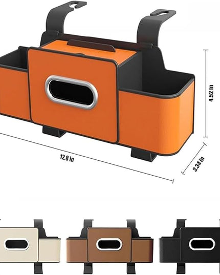 Car Organizers and Storage Box, 4-in-1 Car Back Seat Organizer with Phone Holder, Cup Holders, Tissue Box Dispenser & Storage Hook, Multi-functional Organizer for Phone, Drinks (2pcs,Style1)