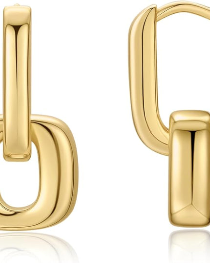 18K Gold Plated Chunky Hoop Earrings for Women Fashion Thick Gold Hoops Set Jewelry for Birthday Christmas Gifts