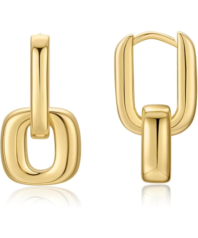 18K Gold Plated Chunky Hoop Earrings for Women Fashion Thick Gold Hoops Set Jewelry for Birthday Christmas Gifts