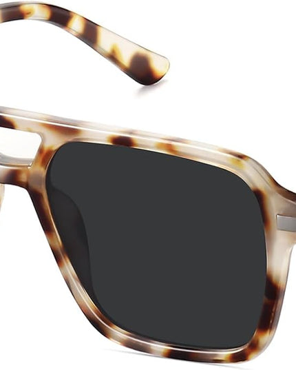 Retro Aviator Sunglasses for Women Men Trendy Classic Square 70s 80s 90s Vintage Shades Double Bridge Aviators FZN813