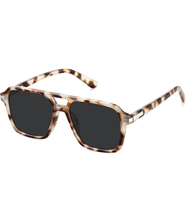 Retro Aviator Sunglasses for Women Men Trendy Classic Square 70s 80s 90s Vintage Shades Double Bridge Aviators FZN813