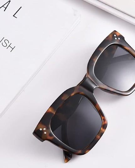 Vintage Women Oversized Sunglasses Designer Luxury Square Sun Glasses UV400 Protection Flat Lens