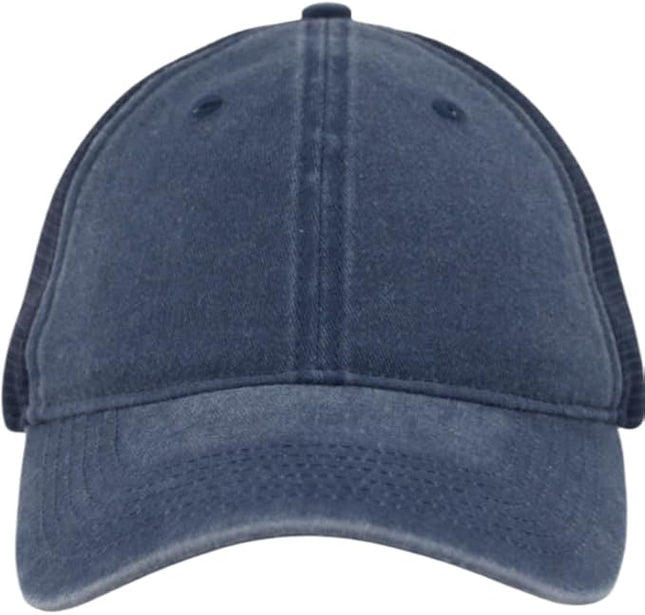 Vintage Washed Soft Crown Baseball Cap Plain Snapback Trucker Hat Men Women Adjustable Distressed Mesh-Back Ball Cap