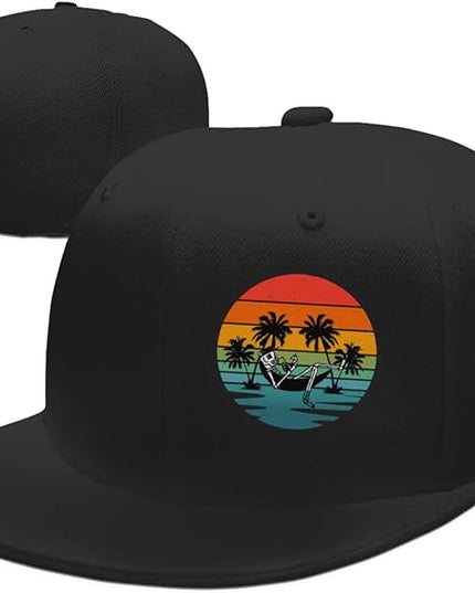 Negi Classic Skull Snapback Hats for Men Unisex Mens Flat Bill Hats Brim Adjustable Baseball Cap Mens Hats Snapback Grill Fisherman