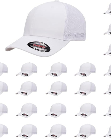 Flexfit 6511 Fitted Mid-Profile Stretchable Mesh Panels Trucker Cap | Bulk Pack Available