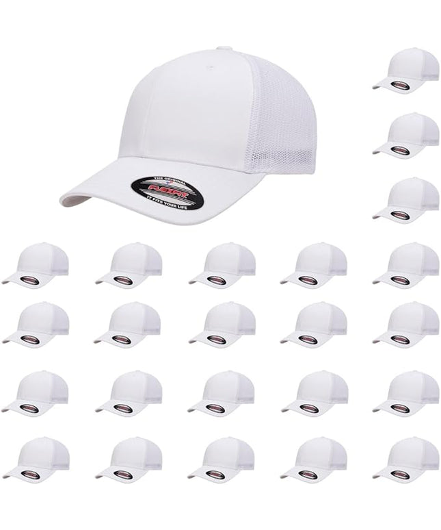 Flexfit 6511 Fitted Mid-Profile Stretchable Mesh Panels Trucker Cap | Bulk Pack Available