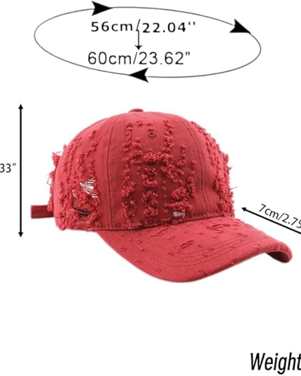 Vintage Washed Distressed Baseball Cap - Adjustable Unisex Solid Color Retro Hat for Outdoor & Casual Wear