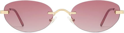 SOJOS Retro Small Oval Sunglasses Womens Trendy Rimless Sun Glasses Vintage Narrow Shades SJ1242