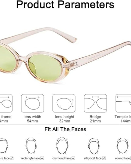 90s Sunglasses for Women Men Retro Small Oval Sunglasses