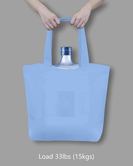 TOPDesign 1-Pack Super Strong Large 12oz Cotton Canvas Tote Bag, Reusable Grocery Shopping Cloth Bag, Fashionable Two-Tone Tote for Crafts, DIY Your Creative Designs