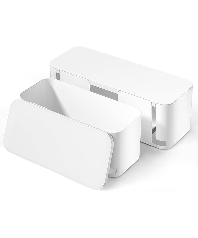 YECAYE 2 Pack Cable Management Box, Pet Friendly Cable Box Organizer for Home & Office, Child-Proof Floor Cord Cover, Cord Management and Cord Hider, White