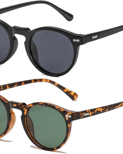 Gleyemor Vintage Polarized Sunglasses for Men Round Sunglasses UV400 Protection Retro Hand-crafted Acetate Frame