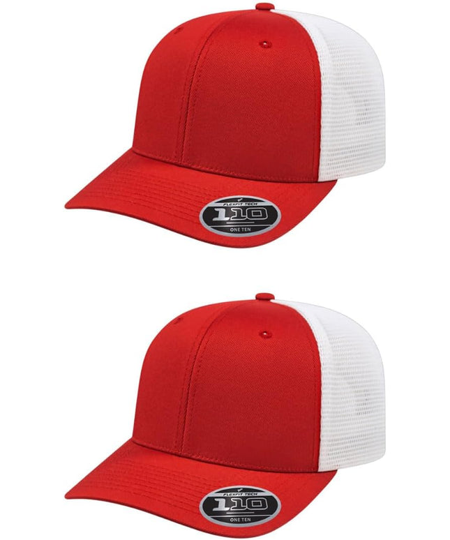 Cap America i8502 Flexfit 110 Premium Mid Profile 6-Panel Mesh Back Trucker Cap Hat w/UV Guard & Adjustable Snapback