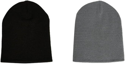 Short Beanie Hat Two Piece Set, Men Women Knitted Skull Cap for Fall and Winter, Stretchable Acrylic Material, 8.66" L 7" W