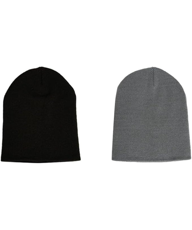 Short Beanie Hat Two Piece Set, Men Women Knitted Skull Cap for Fall and Winter, Stretchable Acrylic Material, 8.66" L 7" W