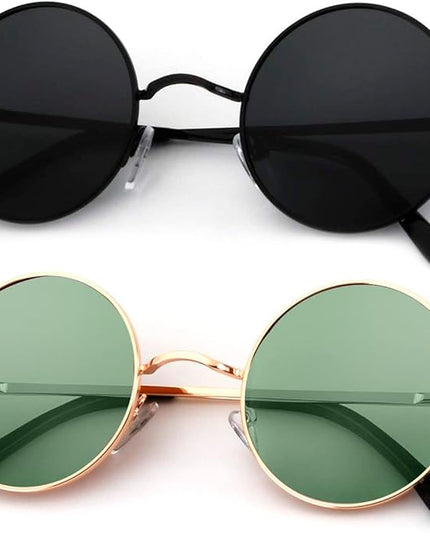 KALIYADI Round Polarized Sunglasses for Men Women Retro Metal Hippie Circle Style Sun Glasses UV Protection