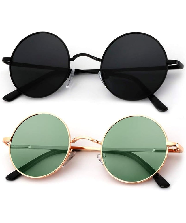 KALIYADI Round Polarized Sunglasses for Men Women Retro Metal Hippie Circle Style Sun Glasses UV Protection