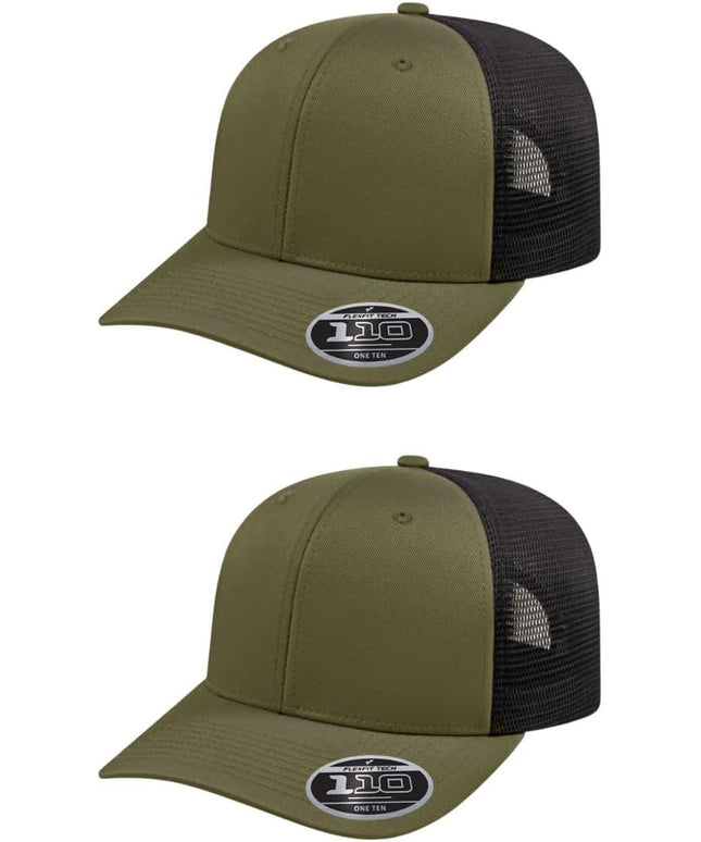 Cap America i8502 Flexfit 110 Premium Mid Profile 6-Panel Mesh Back Trucker Cap Hat w/UV Guard & Adjustable Snapback