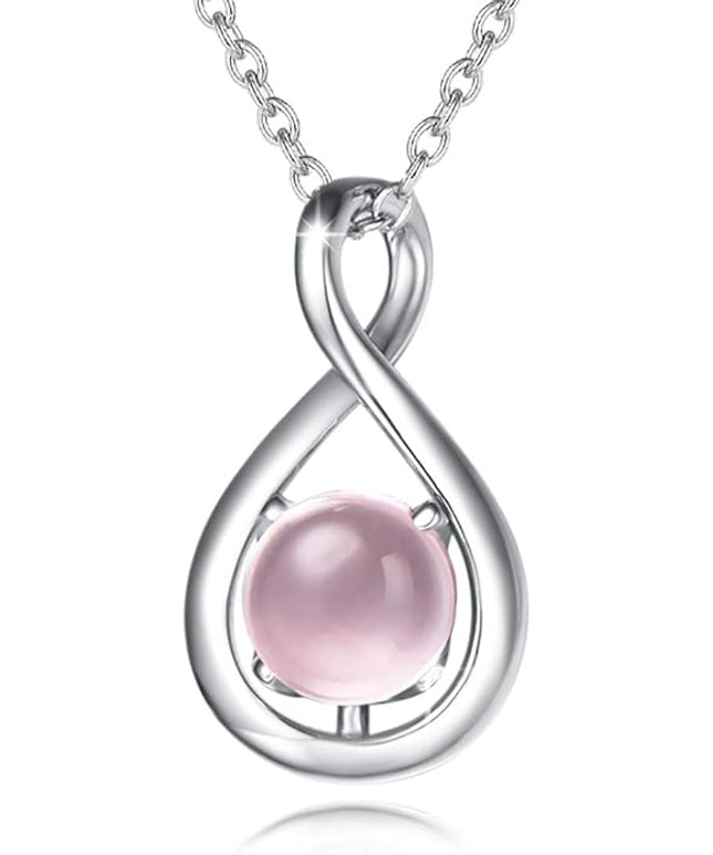FANCIME Birthstone Necklaces for Women Fine Jewelry Sterling Silver Dainty Infinity Pendant Anniversary Birthday Christmas Gifts for Her Wife Mom Lady Daughter, Chain 16"+2" Extend