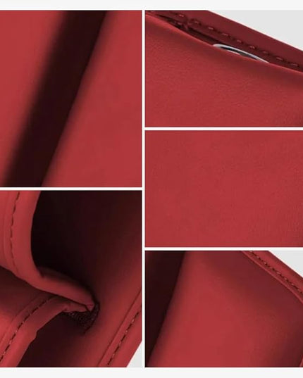 Car Leather Cup Holder Gap Bag,2025 Upgrade Car Storage Box with Cup Holder,Seat Storage Box Gap Filler Organizer for Glasses Phone Keys and Cards (Red, Driver's Seat)