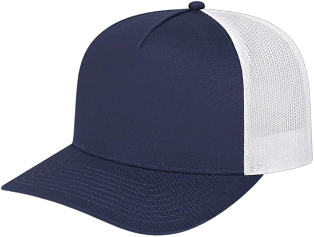 Cap America i3039 Classic 5 Panel Mid Profile Structured Trucker Mesh Back Cap w/ & Adjustable Snapback