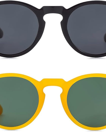 Gleyemor Vintage Polarized Sunglasses for Men Round Sunglasses UV400 Protection Retro Hand-crafted Acetate Frame