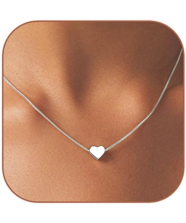 Cute Heart Necklace Dainty 18k Gold Plated Tiny Heart Pendant Choker Necklaces Small Gold Love Open Heart Chain Necklace for Women Simple Gold Necklace for Women Trendy Jewelry
