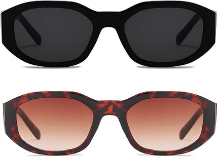 BUTABY Rectangle Sunglasses for Women Retro Driving Glasses 90’s Vintage Fashion Irregular Frame UV400 Protection