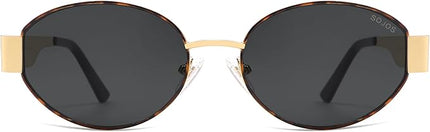 SOJOS Retro Oval Sunglasses for Women Trendy Classic Shades UV400 Protection SJ1256