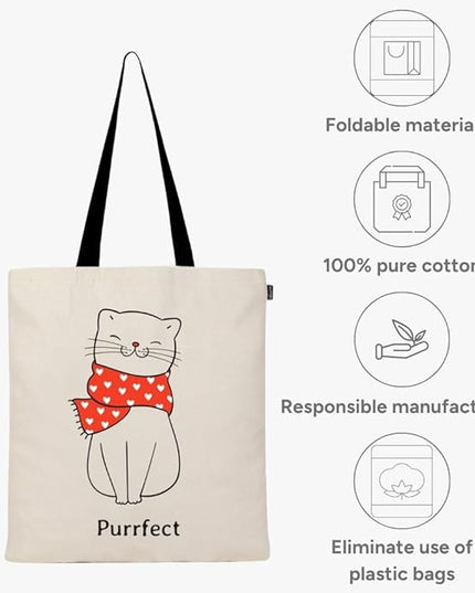 Eco Right Tote Bag for Women, Reusable Grocery Bag, Canvas Tote Bag for Shopping, Cotton Bag for Daily Use, Gifts for Women