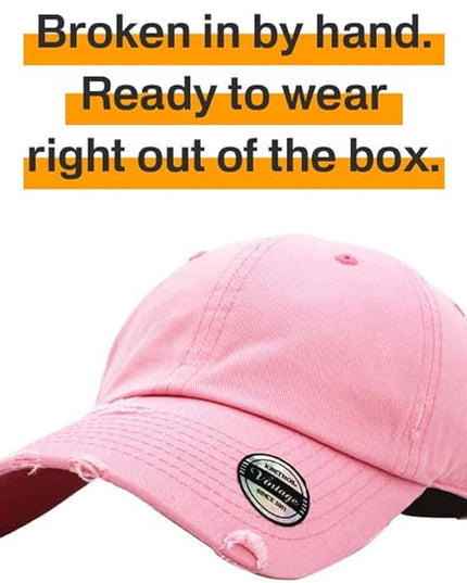 KBETHOS Vintage Washed Distressed Cotton Dad Hat Baseball Cap Adjustable Polo Trucker Unisex Style Headwear