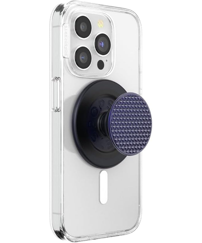PopSockets Phone Grip for MagSafe with Kickstand, Magnetic Stand, Swappable Top, Secure Hold for iPhone MagSafe Cases, Phone & Tablet Grip - Alum Triangle Knurled French Navy