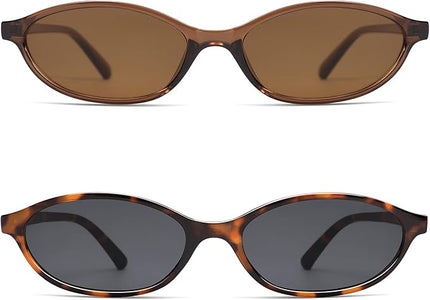 Retro Oval Cat Eye Sunglasses for Women Y2k Trendy Narrow Sunnies Designer Sun Glasses AR82253