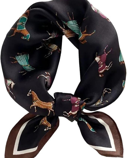 ANDANTINO 100% Pure Mulberry Silk Small Square Scarves -21'' x 21''- Digital Printed Neckerchief –Women Men Lightweight Scarf