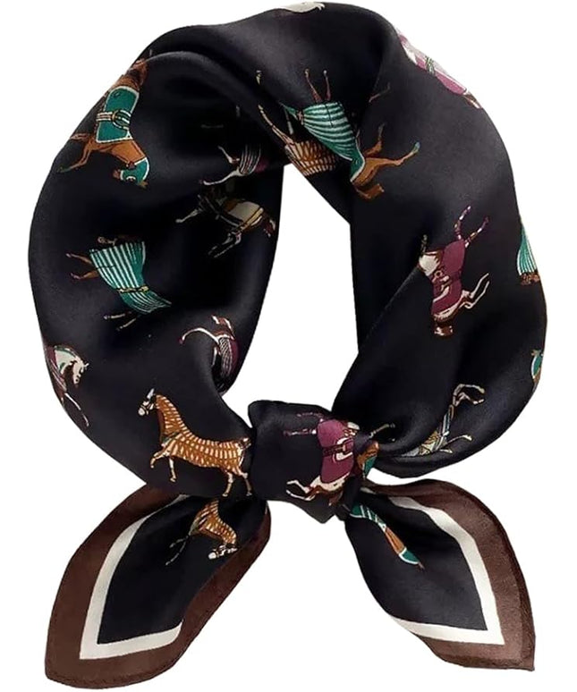 ANDANTINO 100% Pure Mulberry Silk Small Square Scarves -21'' x 21''- Digital Printed Neckerchief –Women Men Lightweight Scarf