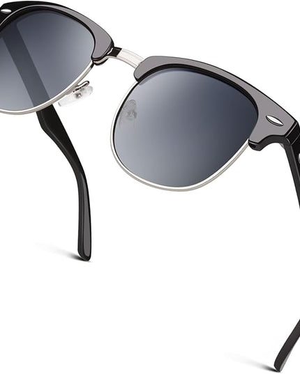 GQUEEN Classic Horn Rimmed Semi Rimless Polarized Sunglasses for Men Women GQO6