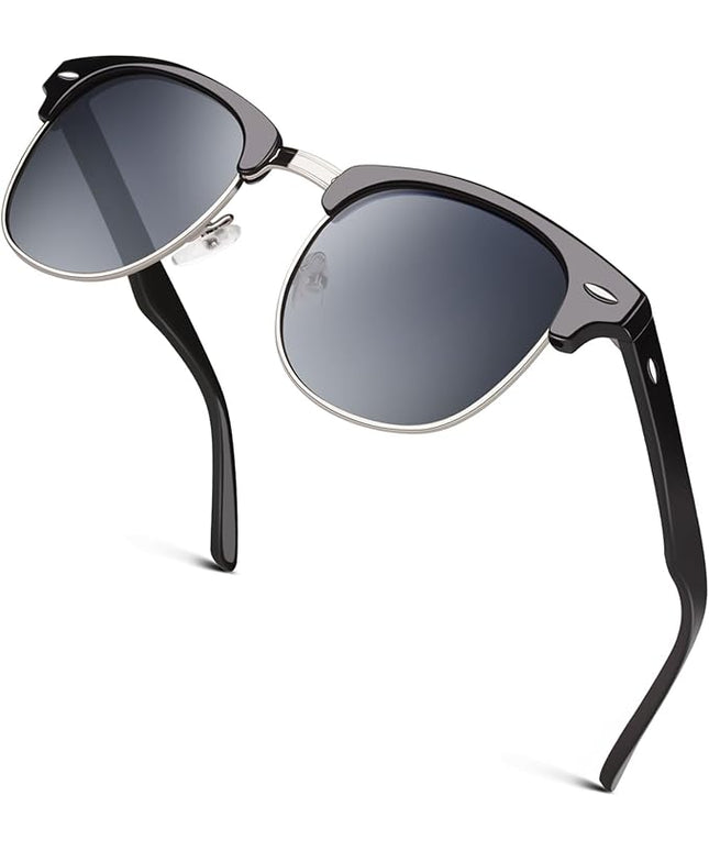 GQUEEN Classic Horn Rimmed Semi Rimless Polarized Sunglasses for Men Women GQO6