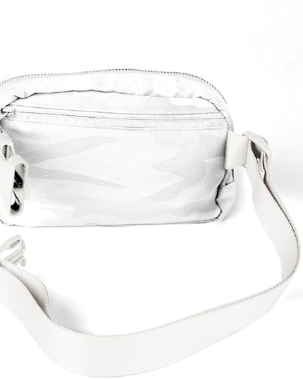 C.C Belt Bag for Women – Quilted Fanny Pack Crossbody Waist Bag with Adjustable Strap, Fashion Gift Idea (Camo white)