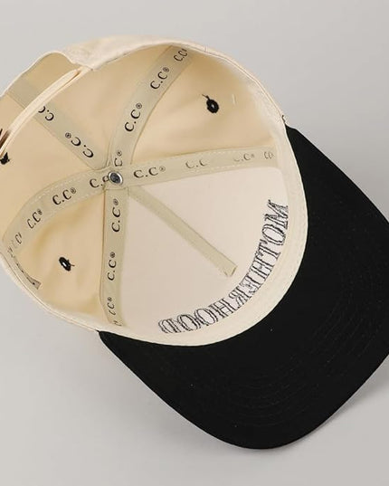 MIRMARU Two-Tone Vintage Canvas Trucker Hats for Men & Women, Adjustable Size Baseball Caps with Trendy Embroidered Design