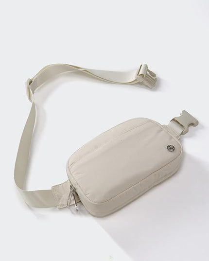 Pander Everywhere Belt Bag for Women, 5 Zipper Pockets Nylon Crossbody Fanny Pack Purse (White Opal)
