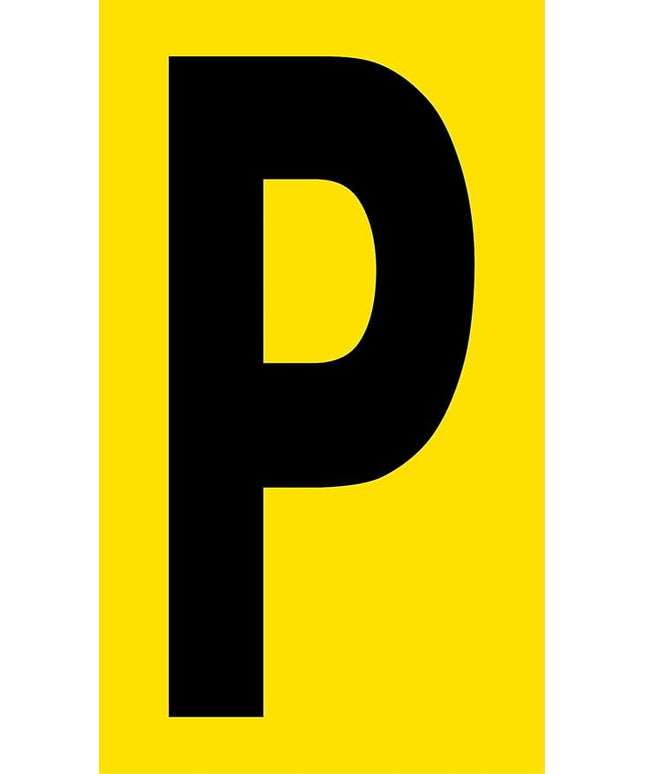 Mighty Line P Letter Alphabet Die Cut Location Markers, Large Decal Stickers for Pallet and Machinery Marking, Heavy-Duty, Peel and Stick Adhesive, Industrial Quality, 6"x10", Pack of 10, Yellow