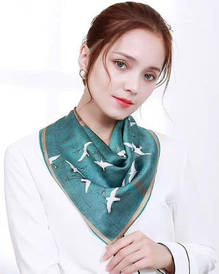ANDANTINO 100% Mulberry Silk Scarf -21” Lightweight Square Neckerchief – Breathable Digital Printed Scarves with Gift Packed