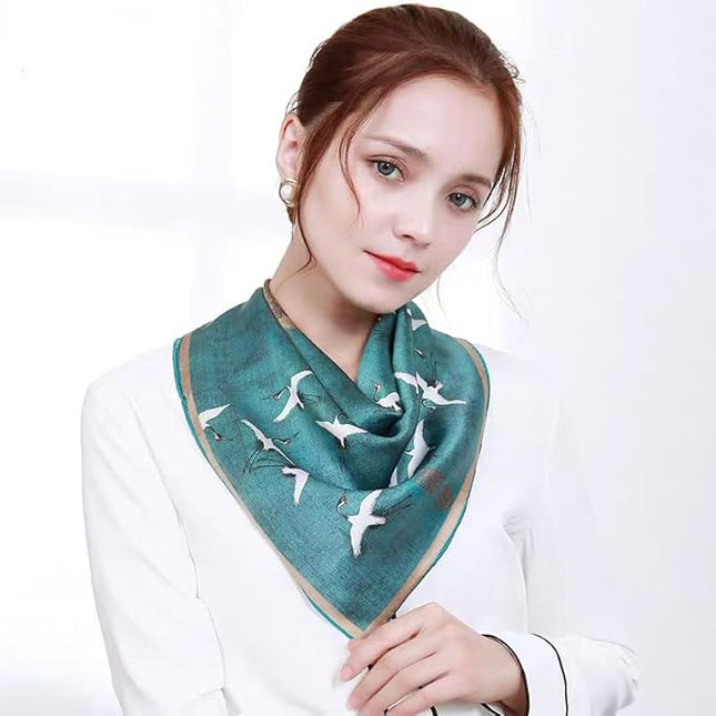 ANDANTINO 100% Mulberry Silk Scarf -21” Lightweight Square Neckerchief – Breathable Digital Printed Scarves with Gift Packed