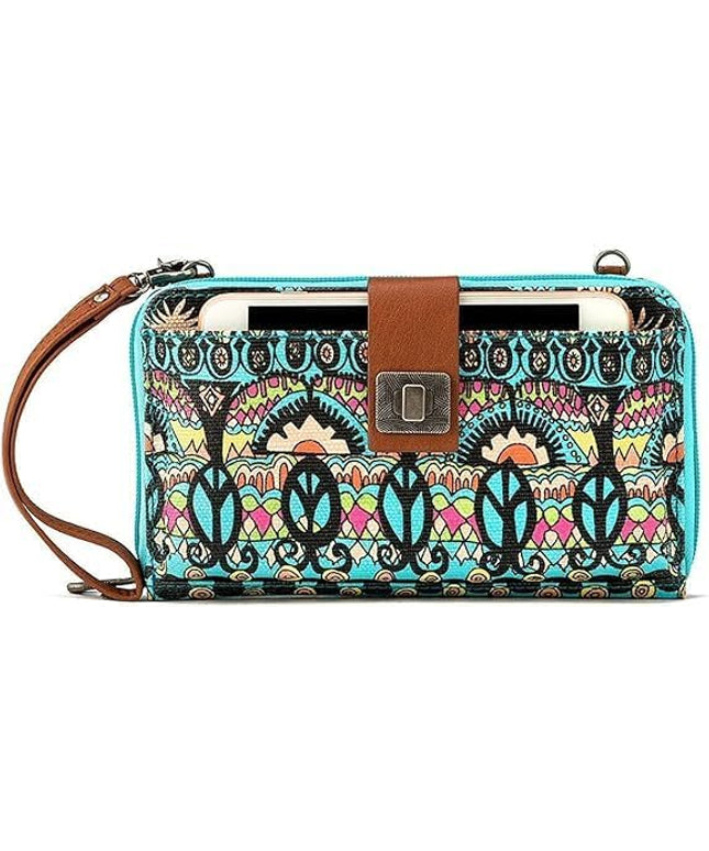 Sakroots Artist Circle Smartphone Crossbody in Coated Canvas, Detachable Wristlet Strap