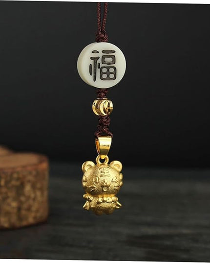 Beaupretty Luck Tiger Phone Hanging Ornament with Brown Rope Chinese Style Pendant for Cell Phone Case Car Key Bag Decor Charm for Men and Women