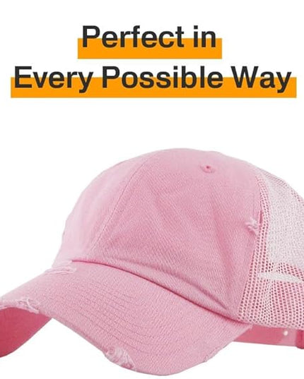 KBETHOS Vintage Washed Distressed Cotton Dad Hat Baseball Cap Adjustable Polo Trucker Unisex Style Headwear