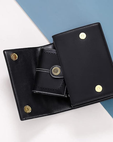 SENDEFN Small Womens Wallet Leather Bifold Card Holder RFID Blocking with Zipper Coin Pocket