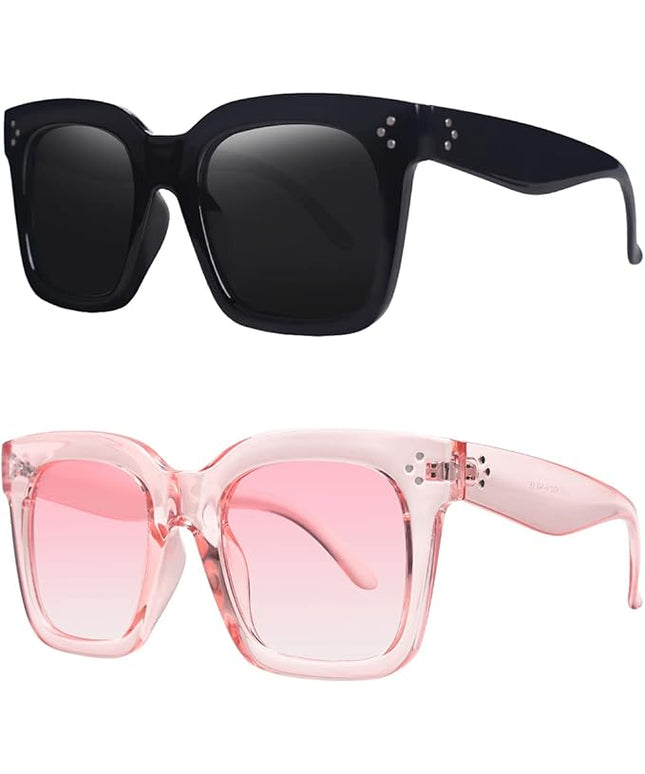 Vintage Women Oversized Sunglasses Designer Luxury Square Sun Glasses UV400 Protection Flat Lens