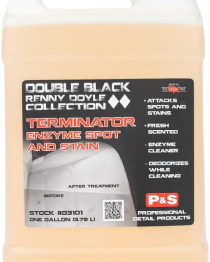 P & S Professional Detail Products Terminator Enzyme Spot & Stain Remover – Professional Upholstery & Carpet Cleaner, Eliminates Grease, Dirt, Protein-Based Stains, Fresh Scent - 1 Gallon